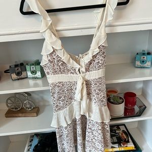 Worn once! For Love and Lemons white lace dress with bow tie, Size M